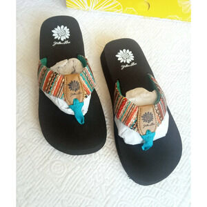 Yellow Box Women's Flip Flops Sandals Oria Turquoise, Multi-color Stripe, Size 7